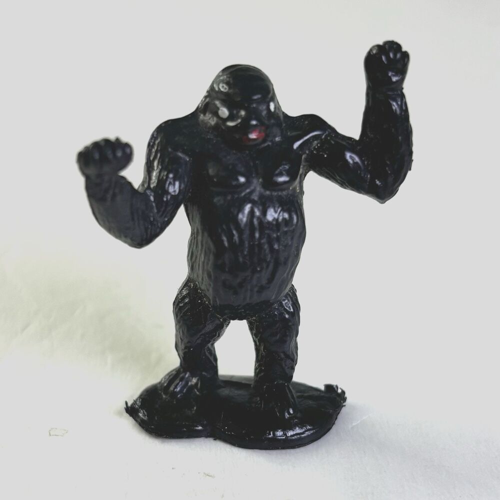 King Kong Plastic Mini Figure Vintage Made Hong Kong 2 inch Tall Silver Cheeks